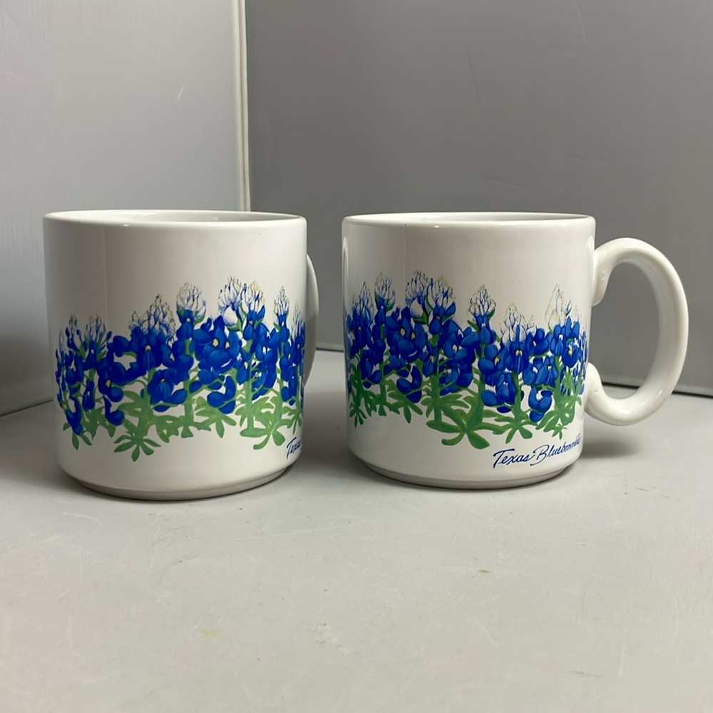 Pair Texas Bluebonnet Flower Coffee Mugs Made in England Mason‎ Texas